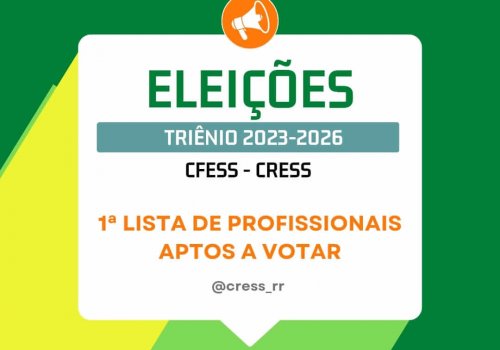 1ª lista de profissionais aptos a votar na eleição do Conjunto CFESS/CRESS
